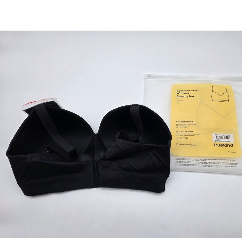 NWT Truekind Wireless Shaping Bra Women XL Black NWT Supportive Comfort Bralette